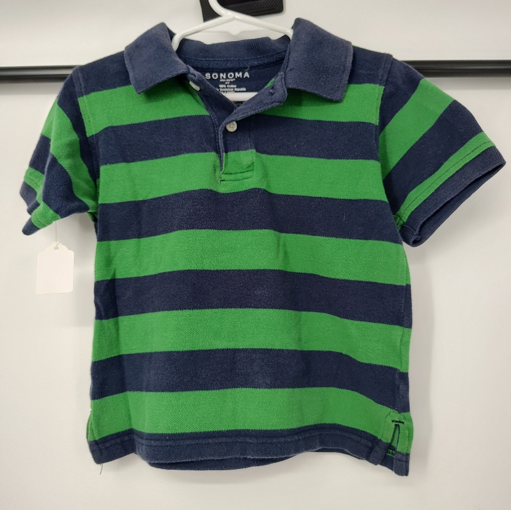 Sonoma Kids Polo with Green and Navy Stripes Size 3T